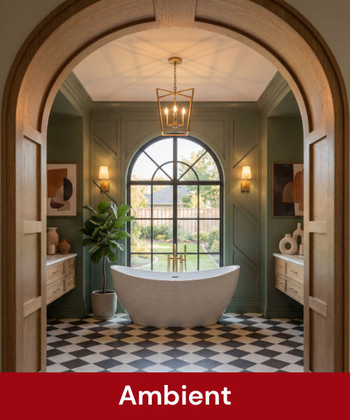 Bathroom ambient lighting render created with AI interior rendering tools