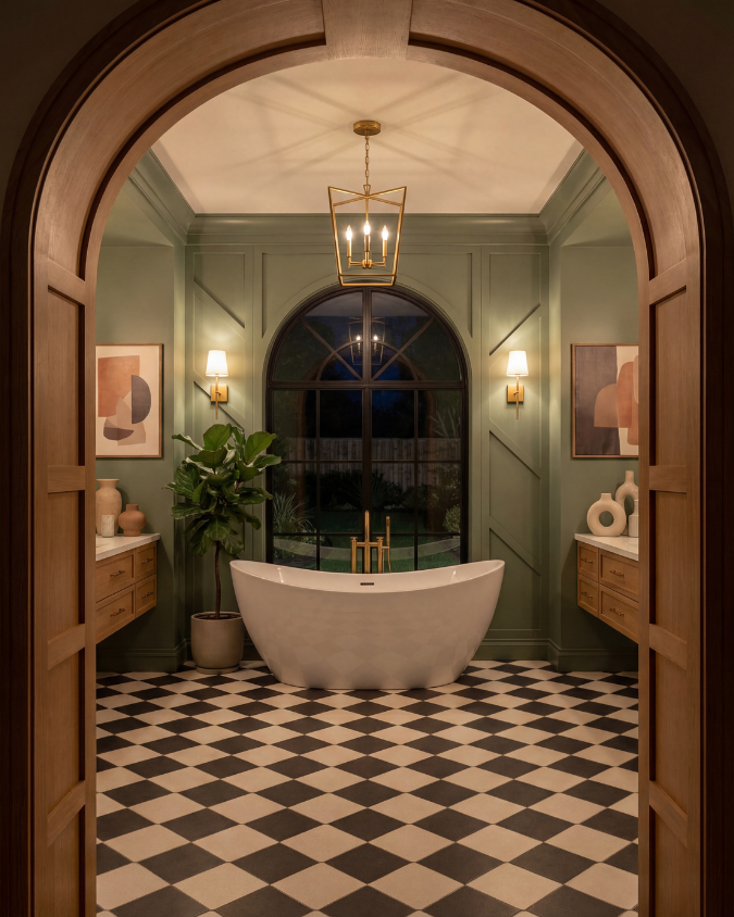 Night-time interior render using AI interior rendering tools