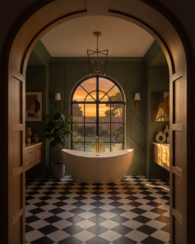 Sunset lighting scene generated with AI interior rendering tools