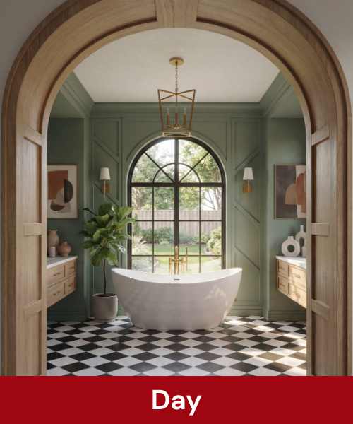 Bathroom render created using AI KBB rendering software in daylight mode