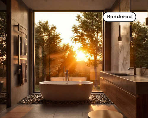 Bathroom interior created using AI KBB rendering software