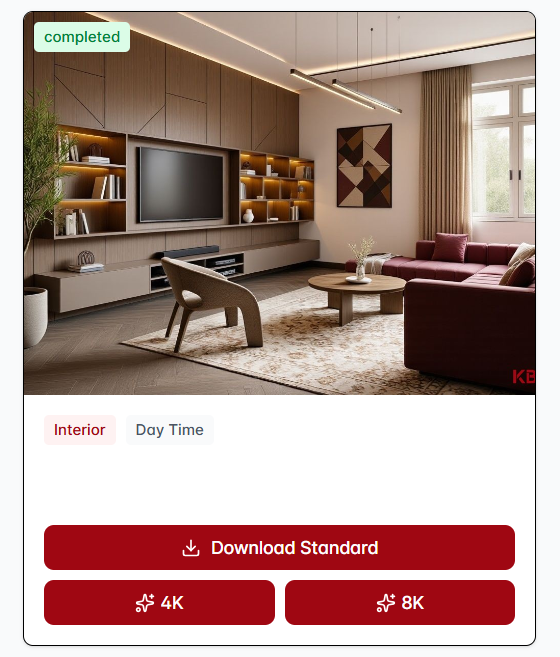 High resolution kitchen render generated with AI KBB rendering software