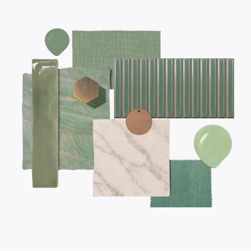 Moodboard-based interior render created using AI KBB rendering software