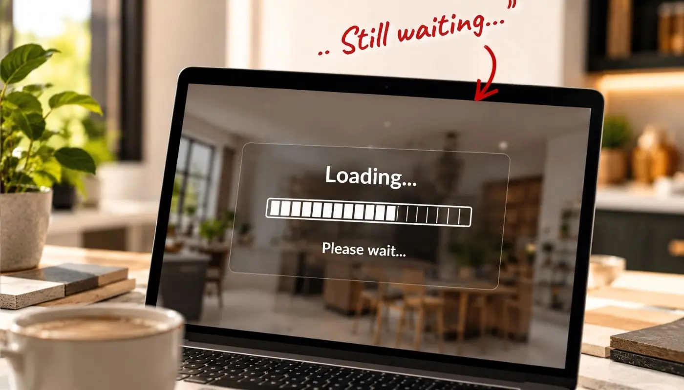 Designer waiting for a kitchen render to load