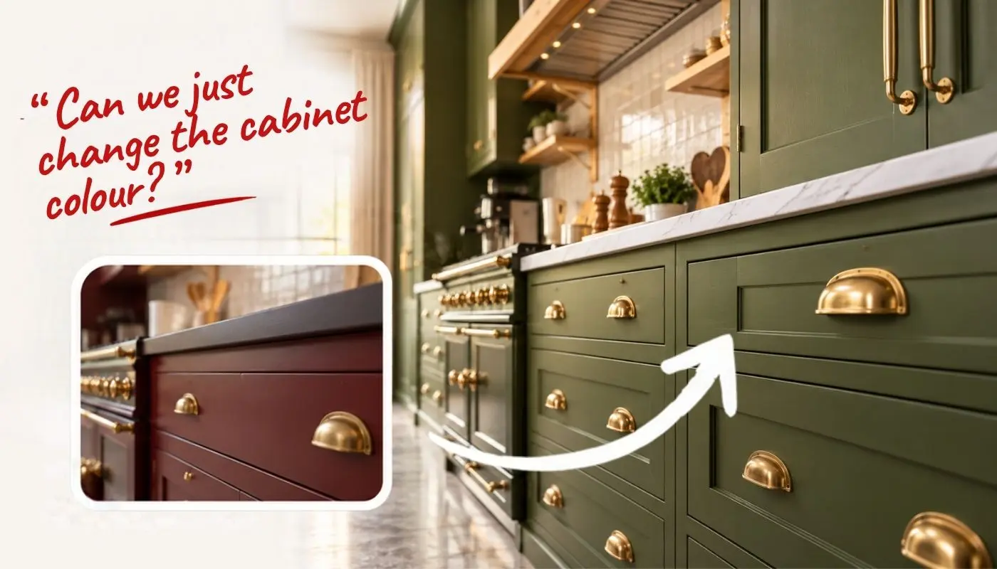 Client requesting a kitchen cabinet colour change