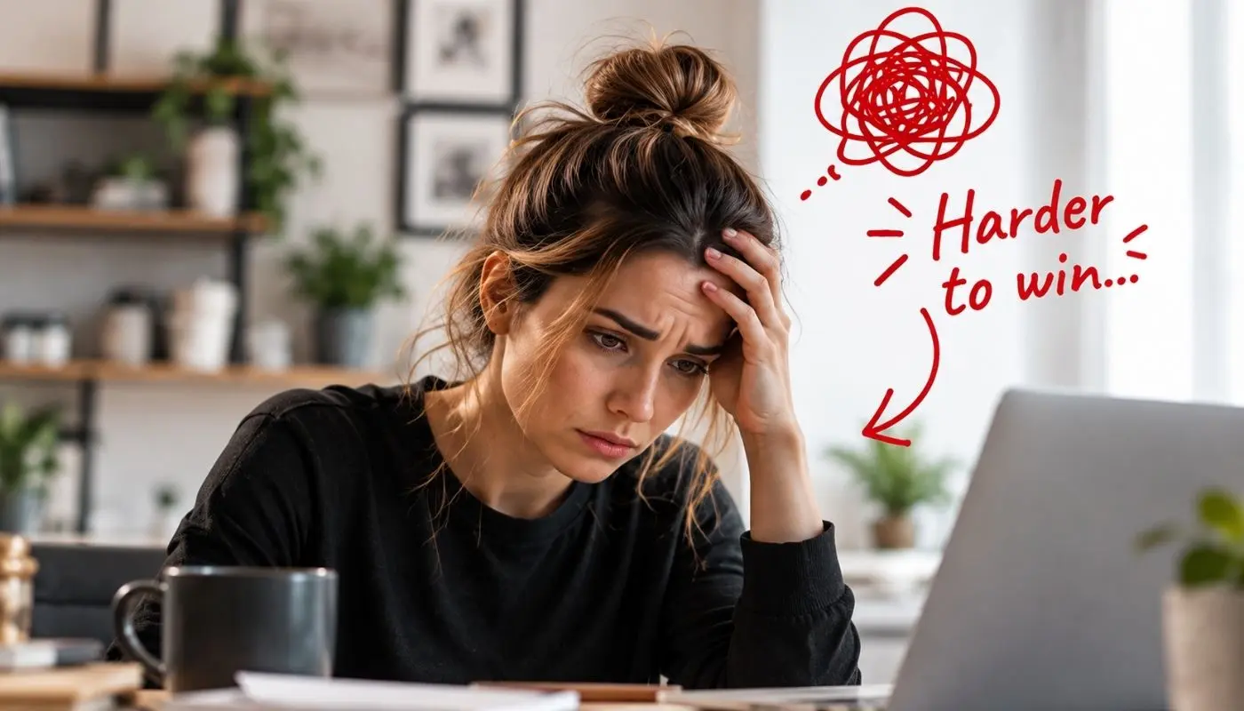Frustrated interior designer working on a client project